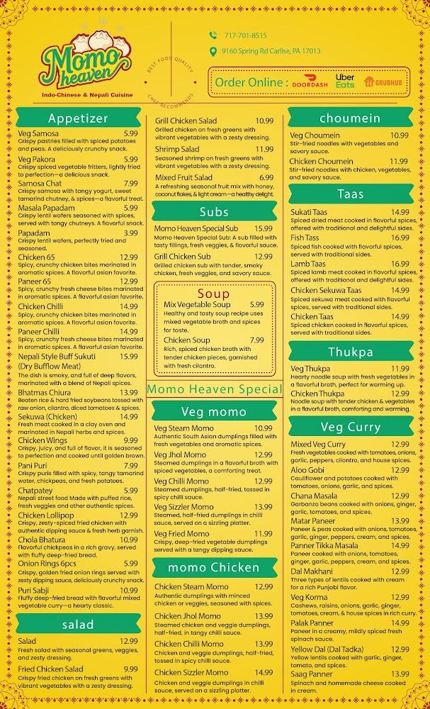 Momo heaven Indo-Chinese & Nepali cuisine Menu image 1